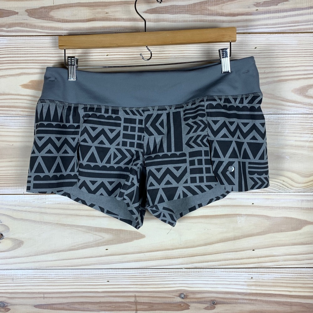 Brooks PureProject Shorts Women Large Grey Geometric Running Athletic‎